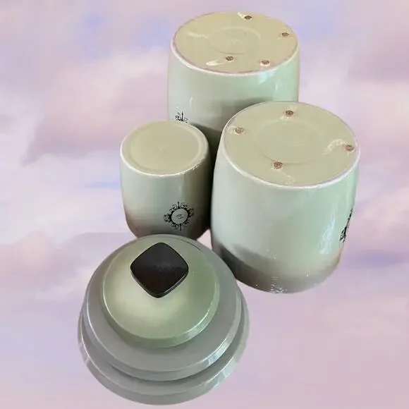 Vintage West Bend 3-pc Ombre Metal Kitchen Canister Set: Flour, Sugar, Tea Food Storage